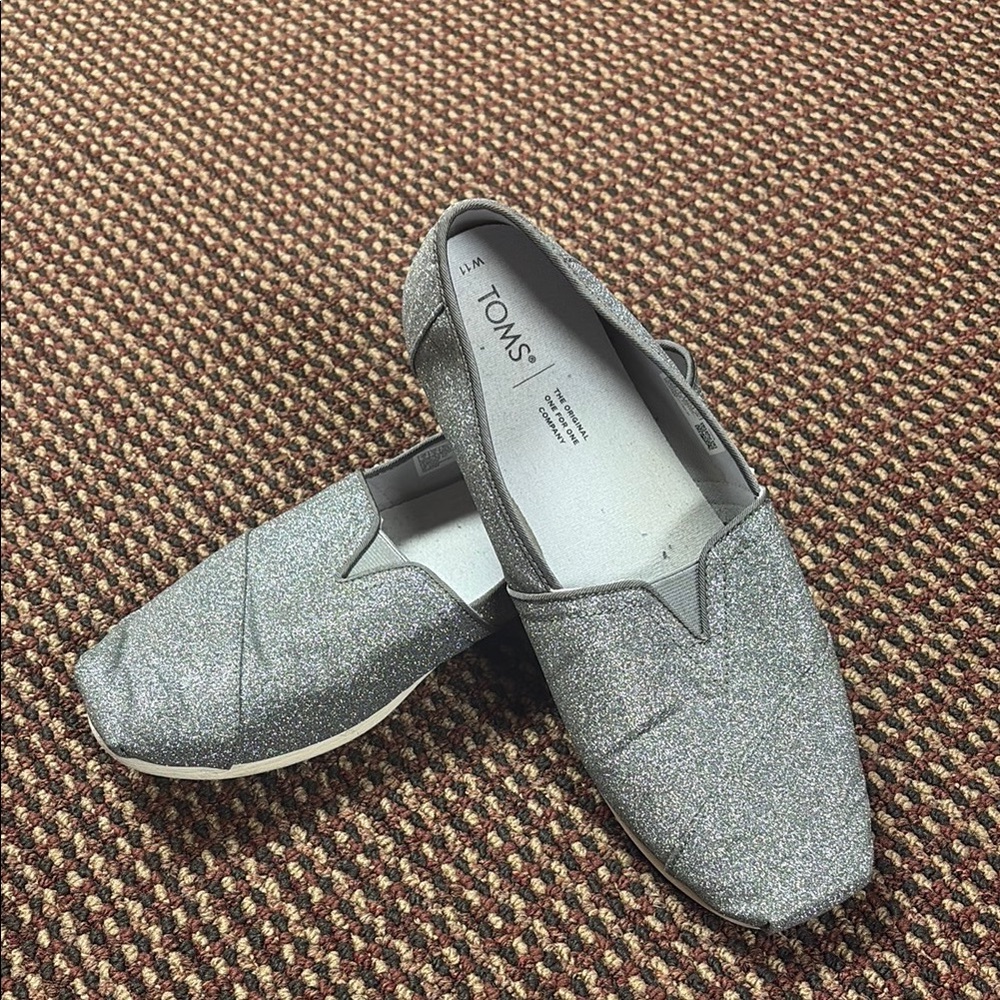 TOMS Sparkling Silver Casual Slip-Ons